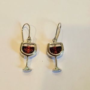 Sterling Silver Wine Glass Dangle Earrings